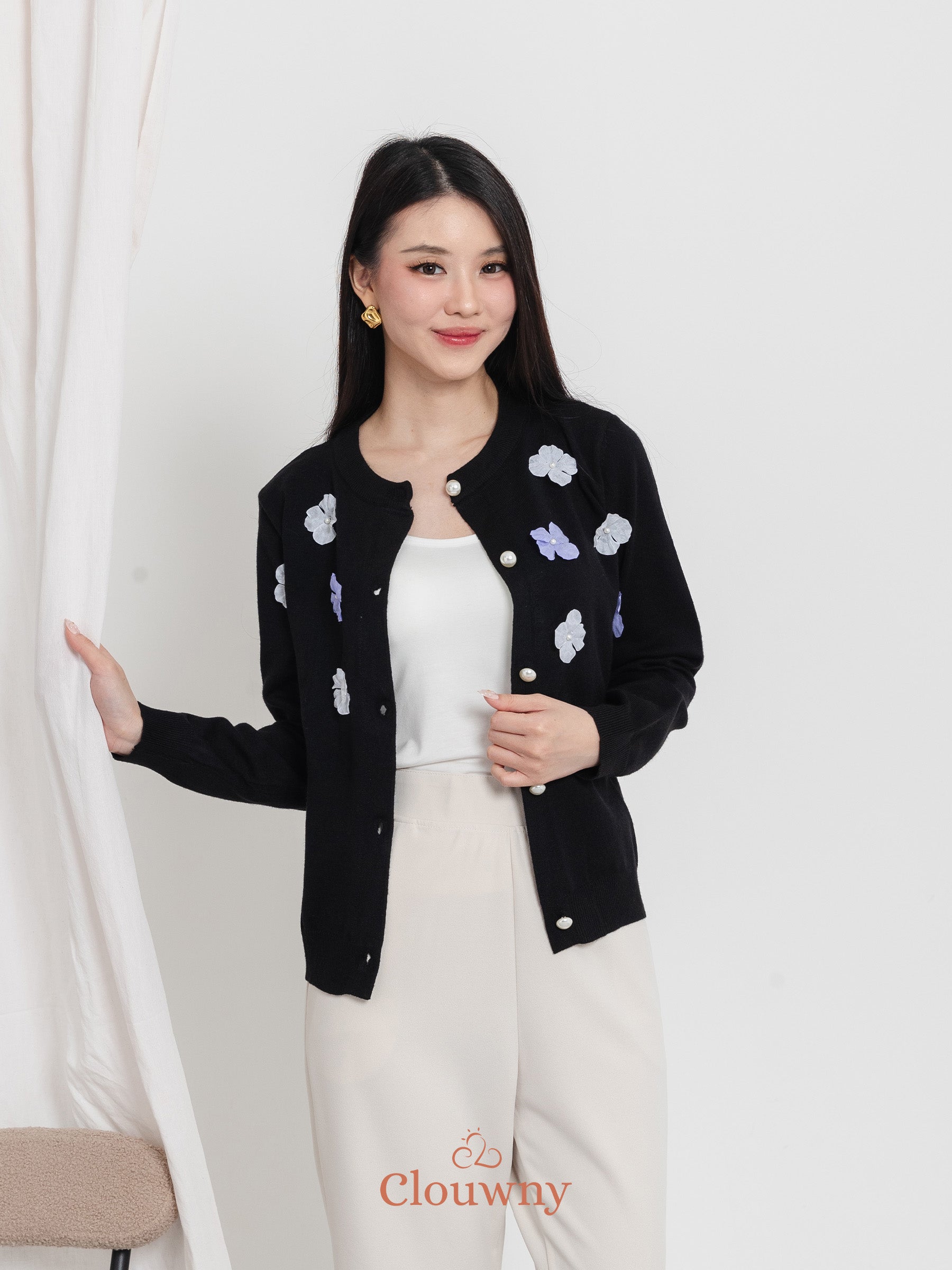 Oxa Button Knit Cardigan - Black